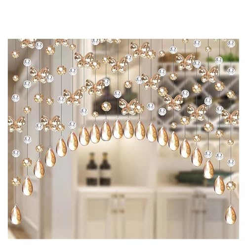BDFJEDS 5 x 1 m Kristall-Perlenvorhang, Trennwand, Eingangsbereich, Schlafzimmer, Türvorhang, Glas, Schmetterling, Kristall, Hochzeitsdekoration(Style 7) von BDFJEDS