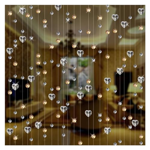 BDFJEDS Liebe transparente Kristallglasperlen Innendekoration Türvorhang Hotel Wohnzimmer Trennwand Ornamente(Champagne,5 Strings 100cm) von BDFJEDS