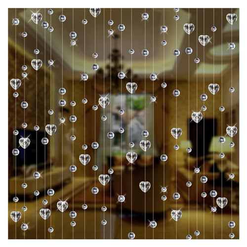 BDFJEDS Liebe transparente Kristallglasperlen Innendekoration Türvorhang Hotel Wohnzimmer Trennwand Ornamente(Transparent,5 Strings 100cm) von BDFJEDS