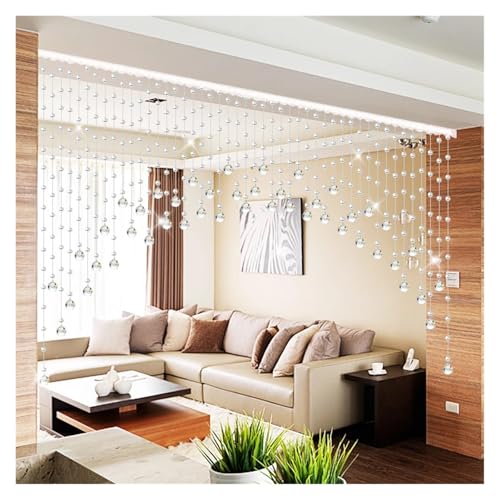 BDFJEDS Stanzfreier Kristall-Kunststoff-Perlenvorhang, Wohnzimmer-Trennwand, Türvorhang, Perlenvorhang, Heimdekoration(All White,25 Strips) von BDFJEDS