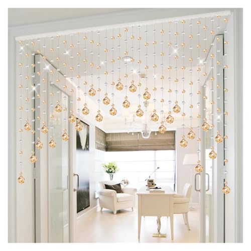 BDFJEDS Stanzfreier Kristall-Kunststoff-Perlenvorhang, Wohnzimmer-Trennwand, Türvorhang, Perlenvorhang, Heimdekoration(Champagne and White,21 Strips) von BDFJEDS