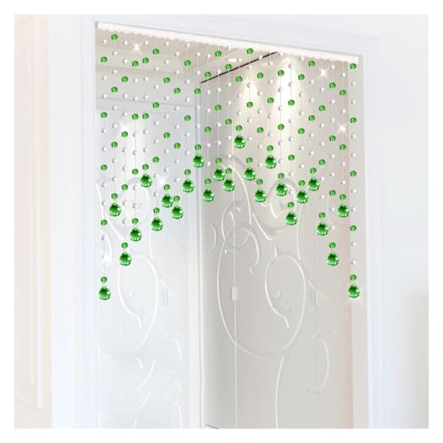 BDFJEDS Stanzfreier Kristall-Kunststoff-Perlenvorhang, Wohnzimmer-Trennwand, Türvorhang, Perlenvorhang, Heimdekoration(Green and White,35 Strips) von BDFJEDS
