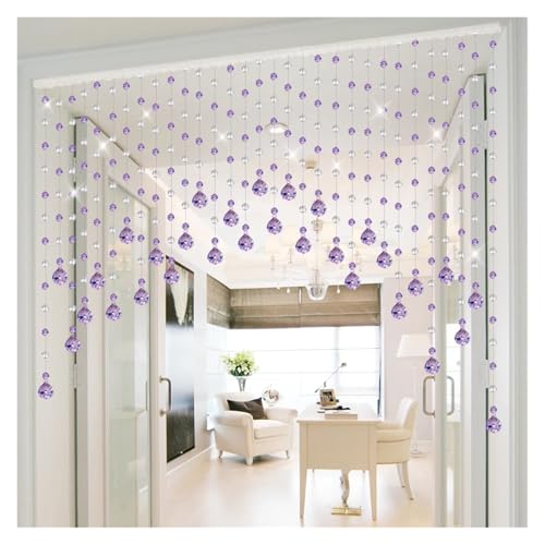BDFJEDS Stanzfreier Kristall-Kunststoff-Perlenvorhang, Wohnzimmer-Trennwand, Türvorhang, Perlenvorhang, Heimdekoration(Purple and White,21 Strips) von BDFJEDS