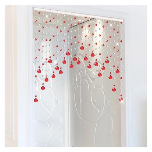 BDFJEDS Stanzfreier Kristall-Kunststoff-Perlenvorhang, Wohnzimmer-Trennwand, Türvorhang, Perlenvorhang, Heimdekoration(Red and White,31 Strips) von BDFJEDS