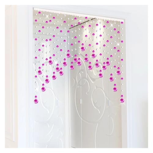 BDFJEDS Stanzfreier Kristall-Kunststoff-Perlenvorhang, Wohnzimmer-Trennwand, Türvorhang, Perlenvorhang, Heimdekoration(Rose red and White,21 Strips) von BDFJEDS