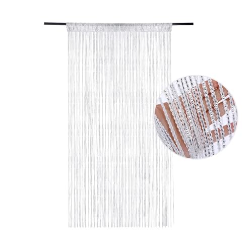 BDFJEDS Tür-Schnurvorhang, Perlenblitzlinie, glänzende Quaste, Trennvorhang for Wohnzimmer, Tür, Hochzeitsdekoration(White 100x200cm) von BDFJEDS