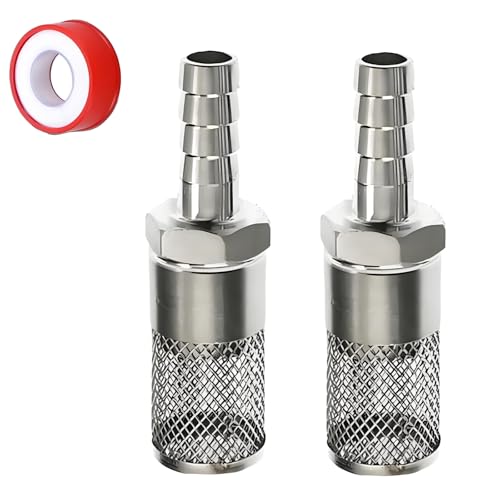 BDHDHWEFE 2 Stück G1/2 Zoll 304 Edelstahl Gartenschlauch-Siebfilter mit 12 mm Widerhaken Schlaucharmaturen, Einlass-Saugsieb, Einlass-Siebfilter für Gartenbewässerung, Wasserablauf, Aquarien von BDHDHWEFE