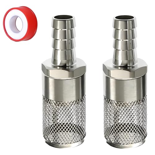 BDHDHWEFE 2 Stück G3/4 Zoll 304 Edelstahl Gartenschlauch-Siebfilter mit 16 mm Widerhaken Schlaucharmaturen, Einlass-Saugnapf, Einlass-Siebfilter für Gartenbewässerung, Wasserablauf, Aquarien von BDHDHWEFE