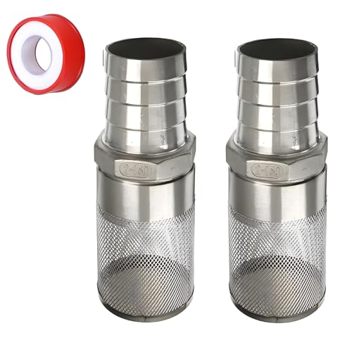 BDHDHWEFE Gartenschlauch-Siebfilter G2 Zoll 304 Edelstahl mit 50 mm Widerhaken Schlaucharmaturen, Einlass-Saugnapf, Einlass-Siebfilter für Gartenbewässerung, Wasserablauf, Aquarien, 2 Stück BDHDHWEFE Gartenschlauch-Siebfilter G2 Zoll 304 Edelstahl mit 50 mm Widerhaken Schlaucharmaturen, Einlass-Saugnapf, Einlass-Siebfilter für Gartenbewässerung, Wasserablauf, Aquarien, 2 Stück von BDHDHWEFE