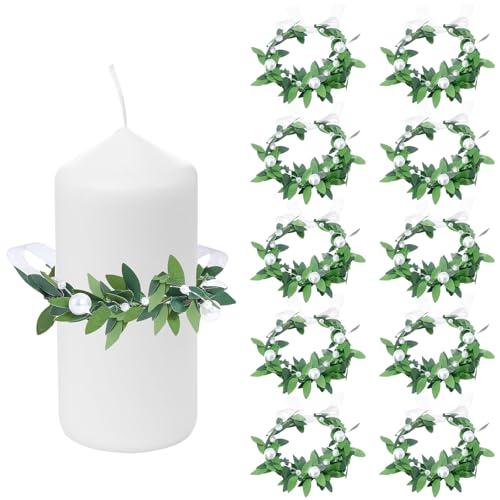 BDHYYM 10 Stück Tropfschutz Kommunionkerze Tropfenfänger Kommunionkerze Kerzenkranz Kränze Kerzenringe 4-5 cm Durchmesser Dekokränze Dekorative Kerzenkränze für Kommunion Taufe Hochzeiten Taufkerzen von BDHYYM