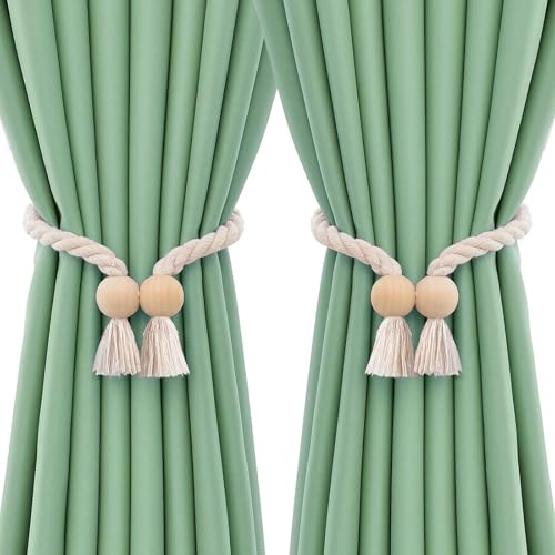 BDHYYM 4 Stück Raffhalter für Vorhänge mit EXTRA STARK Magneten | Magnetische Gardinenhalter & Vorhang Clips | Gardinenstopper & Gardinenbeschwerer Bohrfrei | Gardinen Klammern in Creme für Home/Büro von BDHYYM
