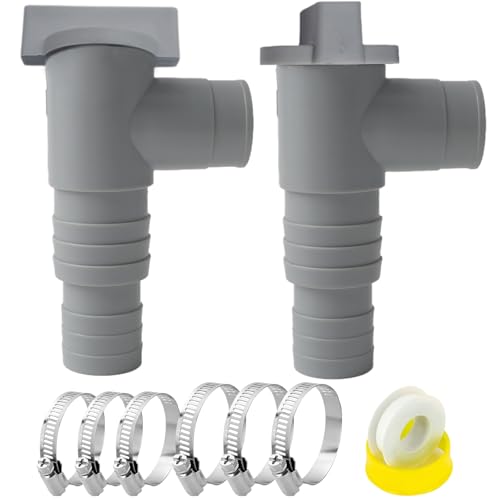 BDHYYM Absperrhahn für Pools mit 32mm Schlauchanschluss,Pool Schlauch 32 Absperrventil,PVC Rohr 32mm Wartungs Pool zubehör mit 6 Schlauchklemmen für Oberirdische Pool und Poolpumpe Wartung (2er-Set) von BDHYYM