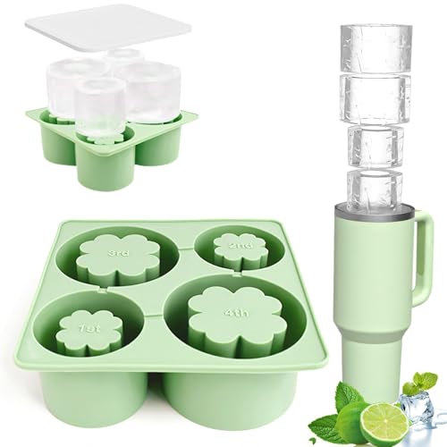 BDHYYM Stanley Cup Eiswürfelform Silikon, Eiswürfelbehälter mit Deckel Groß, Stanley Cup Zubehör 4 Fach Ice Cube Tray für 20-40 Oz Tumbler Becher, Cocktails, Kaffee, Whiskey und Eiscreme, BPA Frei von BDHYYM