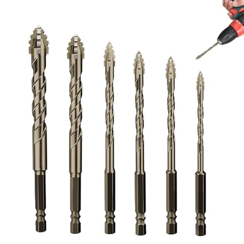 ​Bohrersets Steinbohrer Set & Exzenterbohrer Set | 6-tlg. Vierschneidiger Gezackter Powerbit Bohrer – Metallbohrer Set Profi mit Multifunktions-Bohrerset für Beton/Metall (4/5/6/8/10/12 mm)​ von BDHYYM