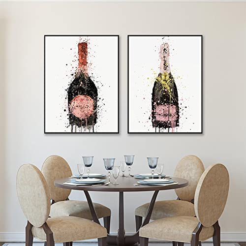 Aquarell Weinflaschen Bilderdruckdrucke Poster Hausfrau Geschenke Champagner Wand Bilder Leinwand Gemälde Wandbilder Moderne Küchendekoration 50x70cmx2 ungerahmt von BDHcdfAJGf