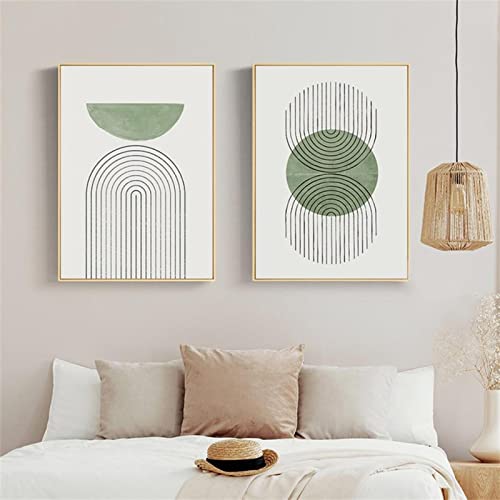 BDHcdfAJGf Green Abstract Line Mid Century Wall Gemälde Minimalist Posters And Prints Canvas Painting Pictures For Living Room Home Deko 50x70cmx2 Unframed, Schwarz & Weiß von BDHcdfAJGf