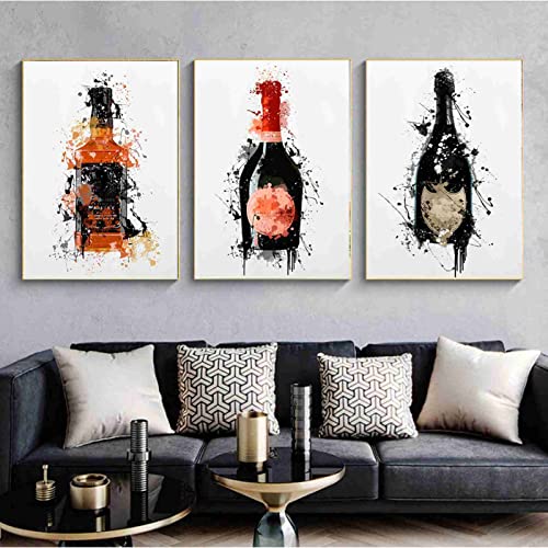 BDHcdfAJGf Nordischer Stil Champagner Graffiti Wandbilder Wand Bilder Modulare Leinwand Bild Moderne Kunstdrucke Poster Für Wohnzimmer Home Bar Deko 40x60cmx3 Ungerahmt von BDHcdfAJGf