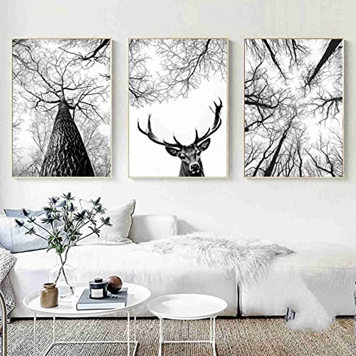 Skandinavische Baumposter Jagd Hirschgeweih Wand Bilder Waldbaum minimalistisch Leinwand Gemälde Wohnzimmer Heimdekoration 40 x 60 cm x 3 ungerahmt Skandinavische Baumposter Jagd Hirschgeweih Wand Bilder Waldbaum minimalistisch Leinwand Gemälde Wohnzimmer Heimdekoration 40 x 60 cm x 3 ungerahmt von BDHcdfAJGf