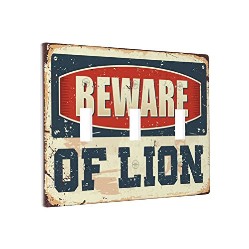 Abdeckplatte "Beware Of Lion", Schalterabdeckung, benutzerdefinierte Wandplatte, Dreifachschalterverkleidung Abdeckplatte "Beware Of Lion", Schalterabdeckung, benutzerdefinierte Wandplatte, Dreifachschalterverkleidung von BDIX