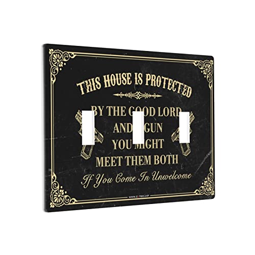 Abdeckplatte "This House Is Protected By The Good Lord And A Gun Switch Wallplate Cover" Custom Wall Plate Triple Switch Siding Abdeckplatte "This House Is Protected By The Good Lord And A Gun Switch Wallplate Cover" Custom Wall Plate Triple Switch Siding von BDIX