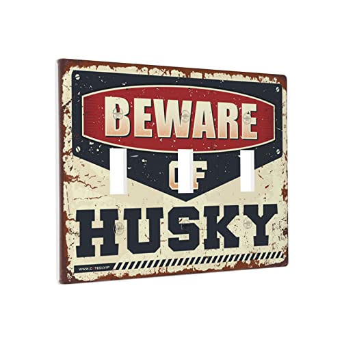 Abdeckplatte Vorsicht vor Husky Schalter-Wandplattenabdeckung, benutzerdefinierte Wandplatte, Dreifachschalterverkleidung Abdeckplatte Vorsicht vor Husky Schalter-Wandplattenabdeckung, benutzerdefinierte Wandplatte, Dreifachschalterverkleidung von BDIX