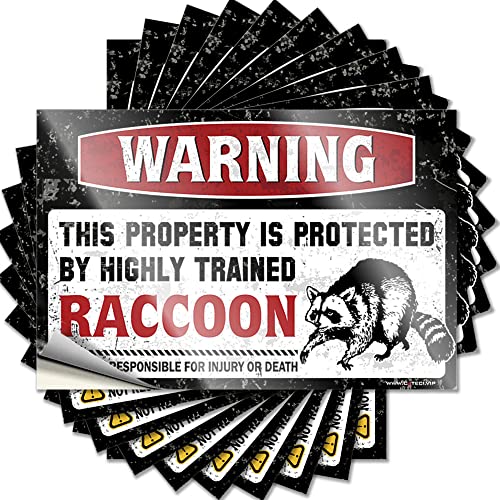 Aufkleber für Mechaniker, Aufschrift "Warning This Property is Protected by A Highly Trained Raccoon", lustiger Aufkleber für Autos (12 x 18 cm), 10 Stück von BDIX