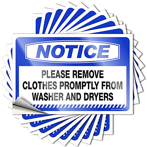 Auto-Aufkleber, Aufschrift "Notice Please Remove Clothes Promptly from Washer and Dryers", 10 Stück, Stoßstangen-Aufkleber (8 x 12 cm) von BDIX