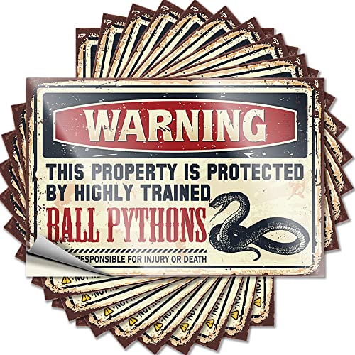 Auto-Aufkleber, lustige Warnung "This Property is Protected by A Highly Trained Ball Pythons", lustiger Aufkleber, 10 Stück, Dekoschilder, Werkzeug-Aufkleber (6 x 9 cm) von BDIX