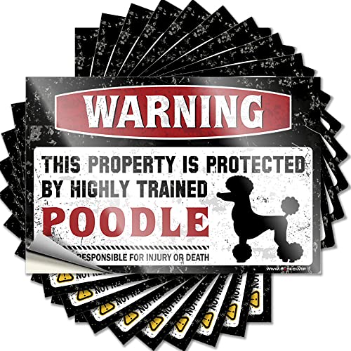 Autoaufkleber mit Aufschrift "Warning This Property is Protected by A Highly Trained Poodle Funny Signs for Man Cave Sticker for Car (12 x 18 cm) von BDIX