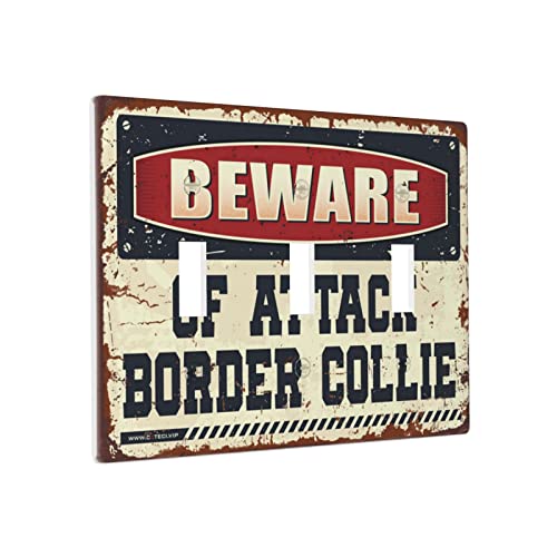 Chef Outlet Abdeckung Beware Of Attack Border Collie Schalter Wandplatte Abdeckung Dekorative Platte Dreifachschalter Verkleidung von BDIX