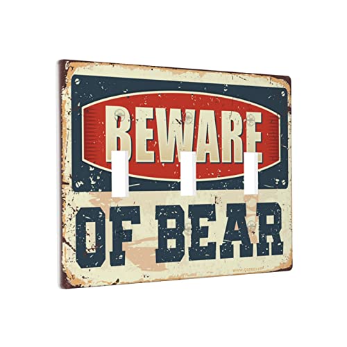 Chef Outlet Abdeckung Beware Of Bear Schalter, Wandplatte, dekorative Platte, Dreifachschalterverkleidung von BDIX