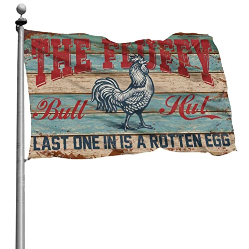 Coole Flaggen für Zimmer, Jungs, Hühnerstall-Schild, "The Fluffy Butt Hut, Last One In Is A Rotten Eg", Flagge, Kaffee, Bar, Dekoration, Pool-Dekoration (120 x 180 cm) von BDIX