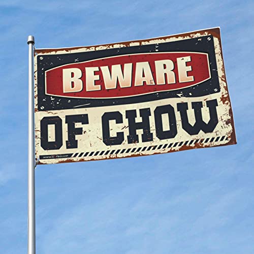Coole Poster-Flaggen, "Beware Of Chow"-Flagge, lustige Terrassendekoration, Camper-Dekoration (120 x 180 cm) von BDIX