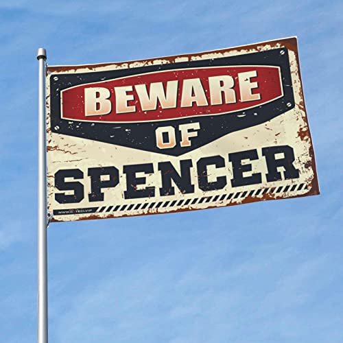 Dekoration für Zuhause, Bar, Beware Of Spencer, Flagge, Schlafsaal, Raumzubehör, Hippie-Dekoration (120 x 180 cm) von BDIX