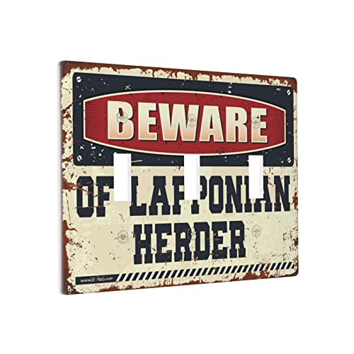 Dekorative Lichtschalter-Abdeckung, Vorsicht vor Lapponian Herder, Schalter, Wandplatte, Abdeckung, Lichtschalterplatten, Dreifachschalter-Verkleidungen von BDIX