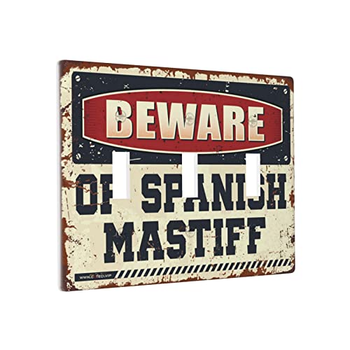 Dekorative Lichtschalter-Abdeckung, Vorsicht vor spanischem Mastiff-Schalter, Wandplatte, Lichtschalterplatten, Dreifachschalter-Verkleidungen Dekorative Lichtschalter-Abdeckung, Vorsicht vor spanischem Mastiff-Schalter, Wandplatte, Lichtschalterplatten, Dreifachschalter-Verkleidungen von BDIX
