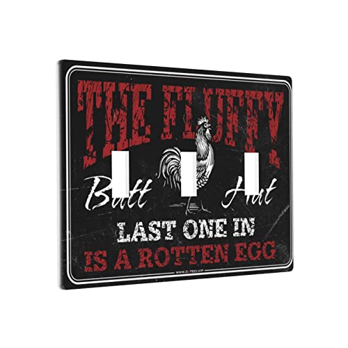 Dekorative Lichtschalter-Abdeckung für Hühnerstall, die flauschige Hinterhütte ist ein faules Ei, Schalter, Wandplatte, Abdeckung, Lichtschalterplatten, Dreifachschalter, Verkleidung von BDIX