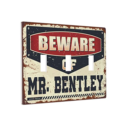 Dekorative Lichtschalterabdeckung Vorsicht vor Mr. Bentley Schalterwandplatte Abdeckung Lichtschalterplatten Dreifachschalterverkleidung von BDIX