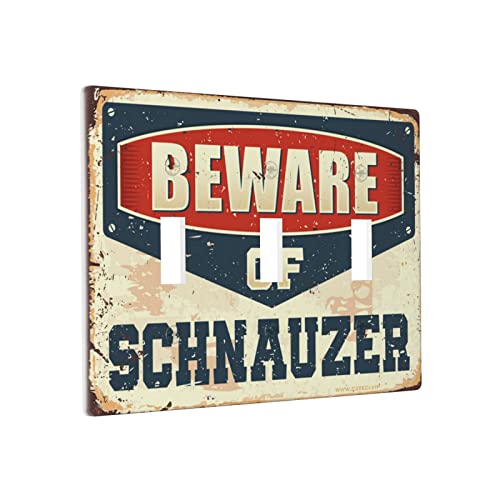 Dekorative Lichtschalterabdeckung Vorsicht vor Schnauzer Schalter Wandplatte Abdeckung Lichtschalterplatten Dreifachschalterverkleidung von BDIX