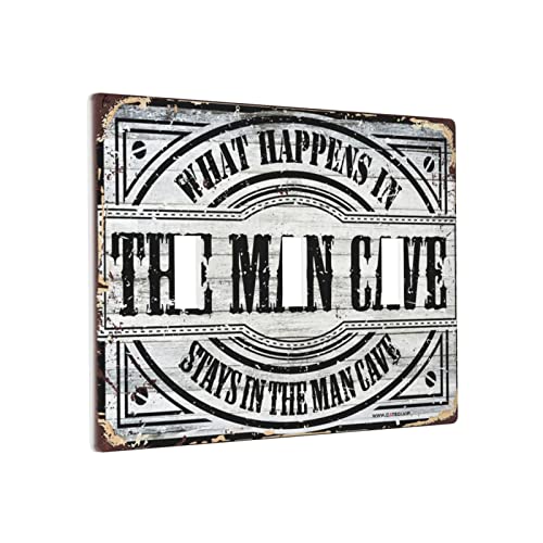 Dekorative Lichtschalterabdeckung "What Happens In The Man Cave Stays In The Man Cave", Schalter, Wandplatte, Abdeckung, Lichtschalterplatten, Dreifachschalter, Verkleidung von BDIX