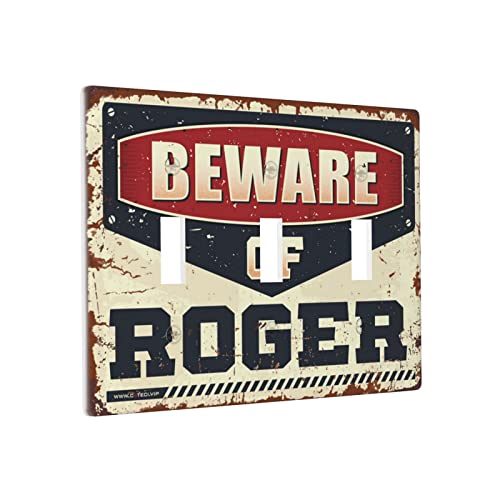 Dekorative Schalterplatte, Vorsicht vor Roger, Schalter-Wandplattenabdeckung, Kochsteckdosenabdeckung, 3 Wandsteckdosen von BDIX