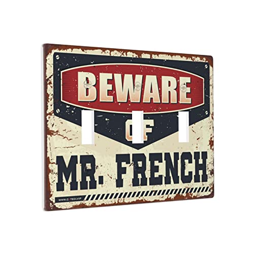 Dekorative Schalterplatten und Steckdosenabdeckungen Beware Of Mr. French Switch Wallplate Cover Nostalgische Schalterplatte Abdeckungen Dreifach-Lichtschalter von BDIX