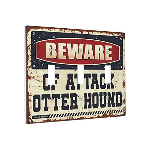 Dekorative Schalterplatten und Steckdosenabdeckungen Vorsicht vor Angriff Otter Hound Switch Wallplate Cover Nostalgische Schalterplatte Abdeckungen Dreifach-Lichtschalter von BDIX