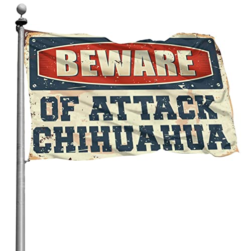 Flagge für Wohnheim, lustige Aufschrift "Beware Of Attack", Chihuahua-Flagge, College-Poster für Jungs, lustige Terrassendekoration (120 x 180 cm) von BDIX