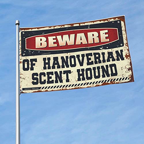 Flagge für Wohnheim, lustige Aufschrift "Beware Of Hannoveranian Scent Hound", College-Poster für Jungs, lustige Terrassendekoration (30 x 45 cm) von BDIX