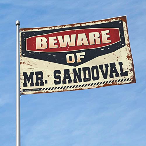 Flagge für Wohnheim, lustige Aufschrift "Beware Of Mr. Sandoval", College-Poster für Jungs, lustige Terrassendekoration (30 x 45 cm) von BDIX