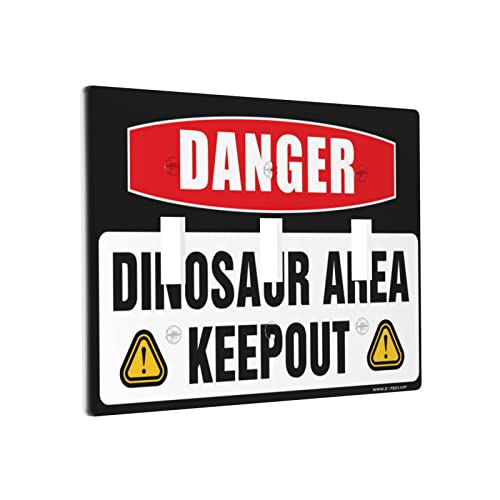 Individuelle Wandplatte, Gefahr, Dinosaurierbereich, hält draußen, Wandplattenabdeckung, Bauernhaus-Lichtschalter-Abdeckung, Wandplatte, 3-Gang von BDIX