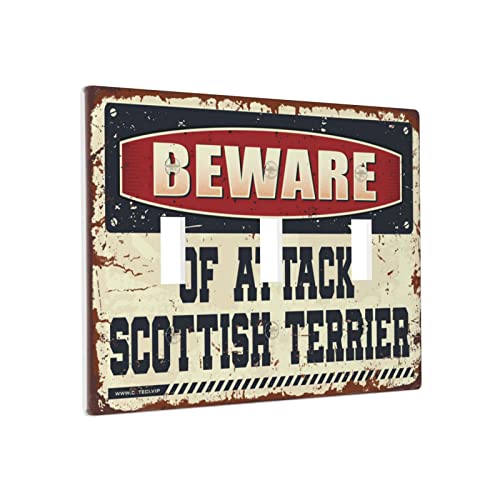Individuelle Wandplatte, Vorsicht vor Angriffen, Scottish Terrier, Schalter, Wandplatte, Bauernhaus-Lichtschalter-Abdeckung, Wandplatte, 3-Gang von BDIX
