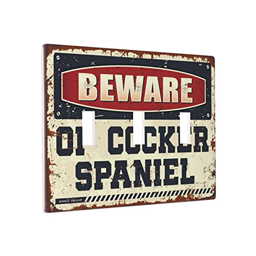 Individuelle Wandplatte, Vorsicht vor Cockerspaniel-Schalter, Wandplatte, Bauernhaus-Lichtschalter-Abdeckung, Wandplatte, 3-Gang von BDIX