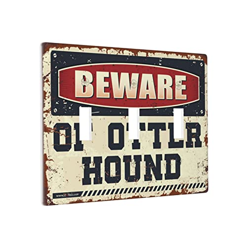 Individuelle Wandplatte, Vorsicht vor Otterhund, Wandplattenabdeckung, Bauernhaus-Lichtschalter-Abdeckung, Wandplatte, 3-Gang von BDIX